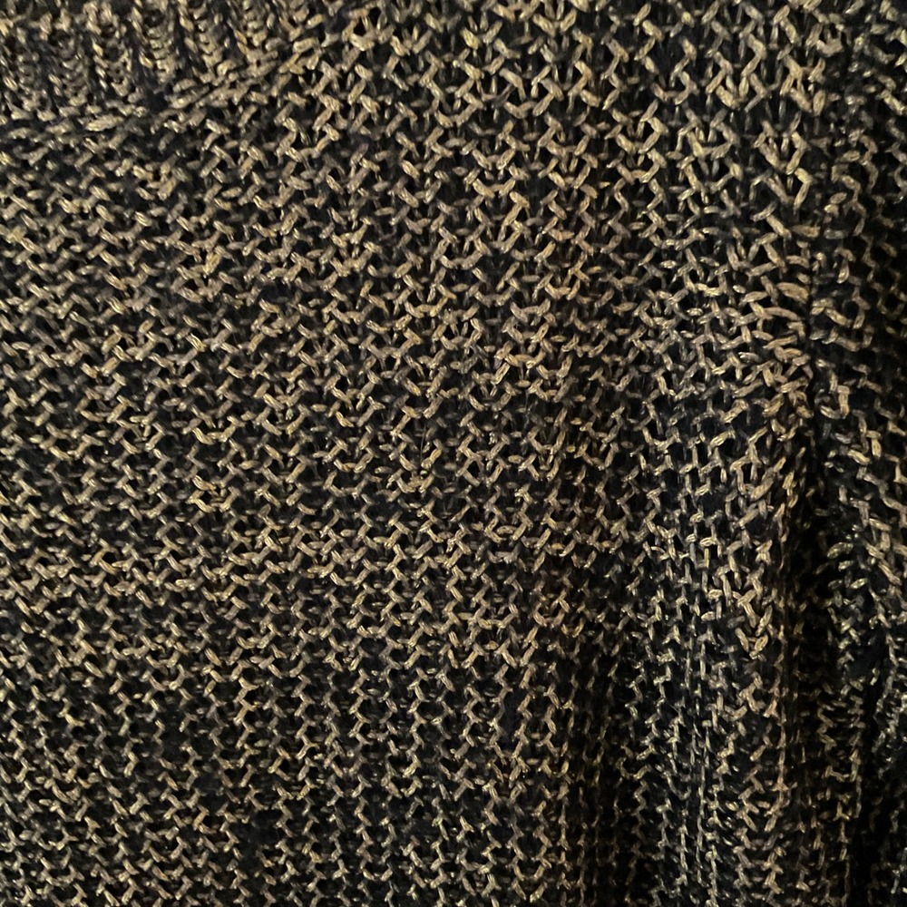 EILEEN FISHER Metallic Knit Sweater Long Sleeve Crew Neck Brown Gold XS - Picture 3 of 9